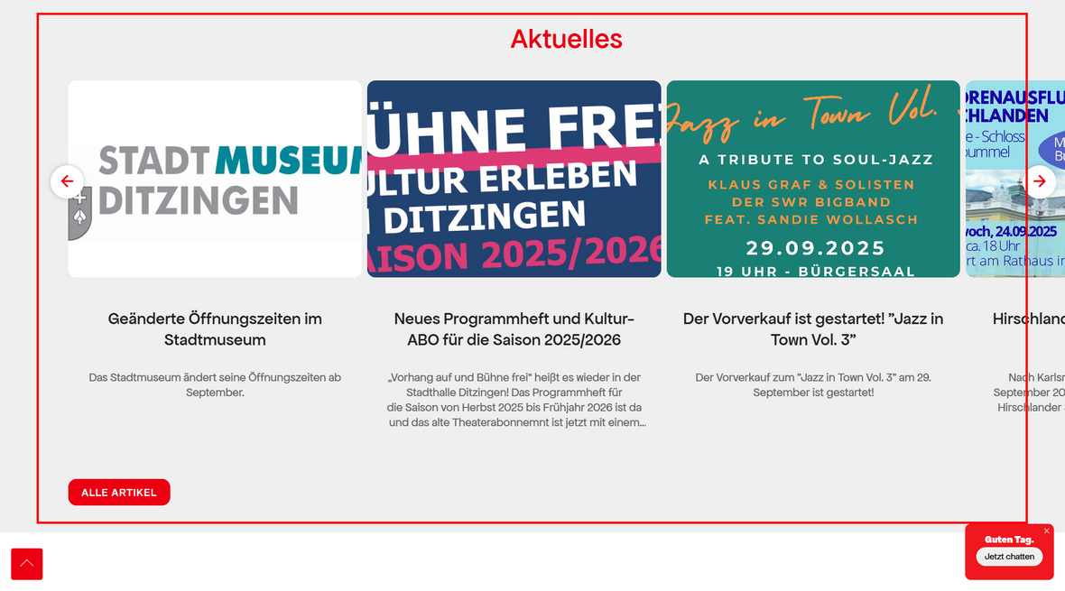 Aktuellbereich der Startseite